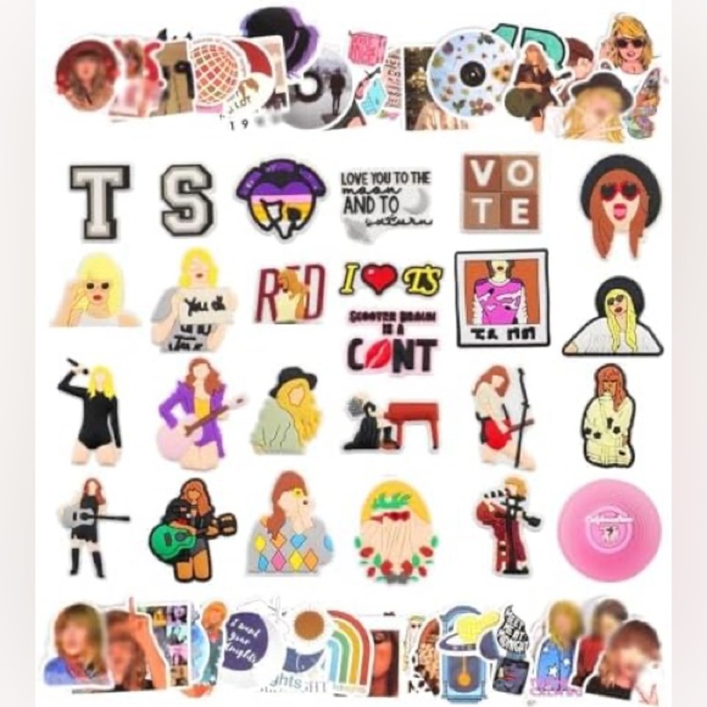 🌙 B40 - 28pc TS Croc Charms + Pack of stickers
